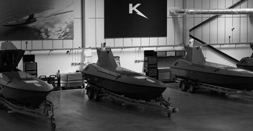 Kraken K3 Scout USVs at Kraken's production site near Portsmouth, UK, in July 2025.