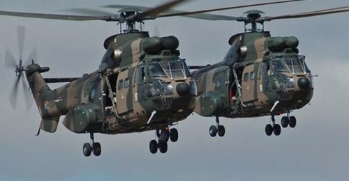 A pair of South African National Defence Force Oryx helicopters.