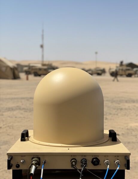 Image of Orbit's MPT30Ka satcom for military vehicles, maritime vessels, and rapid deployment.