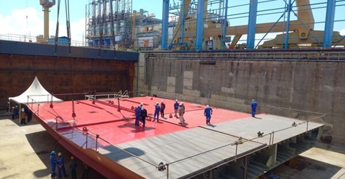 The first vessel in the follow-on contract for two more SSVs is seen here at its keel-laying ceremony in January 2024.