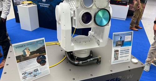 IPG Photonics Crossbow Mini 3 kW C-UAS laser system at DSEI 2025.