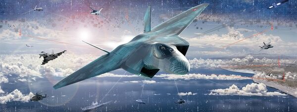 An artist's rendering released at DSEI 2025 showing the GCAP operating in the future battlespace. The three partner countries remain open to working with others on the project, but remain committed to fulfilling its challenging schedule.
