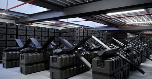 Helsing HX-2 loitering munitions at one of the company's Resilience Factories.