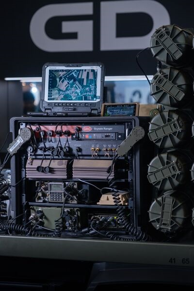 Image of the General Dynamics communications suite used for British Army's Asgard project. It includes Scytale B, Virtual Tactical Routing Service (VTRS), Strategic Voice Bridge (SVB), and TacDS Cross Domain Guard.