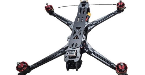 An image of Drone Evolution's UK-made Scimitar 10 inch FPV UAS with a payload capacity of up to 5 kg.