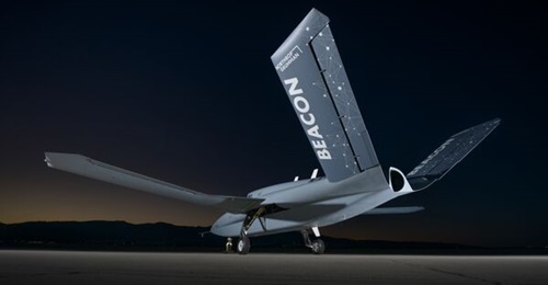 Northrop Grumman's Model 437 aircraft with Beacon livery. The aircraft provides a platform for partners to flight test their mission software.