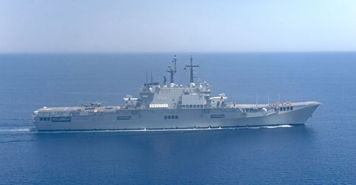 Ex-Italian Navy aircraft carrier 
        
        , which may soon be transferred to the Indonesian Navy.