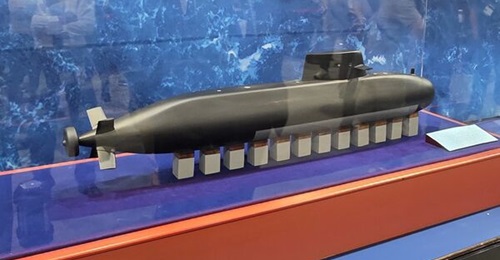 A model of Taiwan's Indigenous Defense Submarine at the Taipei Aerospace & Defense Technology Exhibition 2025.
