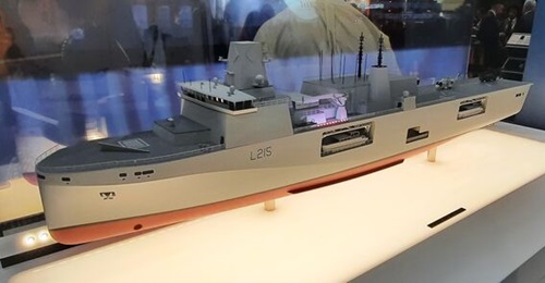 A model of BMT's Ellida Strike concept on display at DSEI 2025.