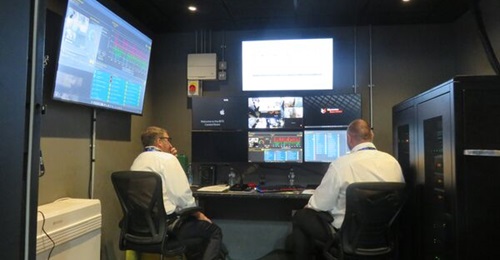 The control room of the marine-configured BITE shown at DSEI 2025.