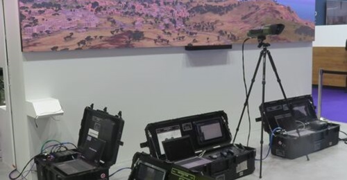 ESUK Joint Fires Synthetic Trainer displayed at DSEI 2025, where it was demonstrated networked with the Light Gun simulator at the Royal School of Artillery.