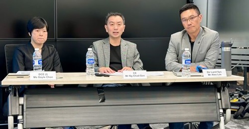 Senior leadership of DSTA including its chief executive (centre), seen during a September 2025 briefing that was held ahead of the agency's 25th anniversary.