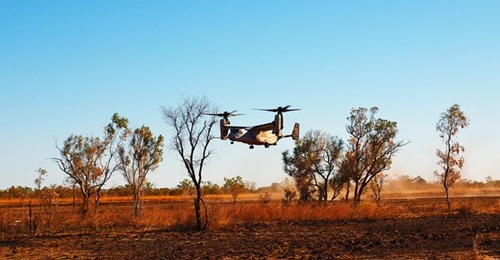 V-22 officials say they expect the aircraft - like the one shown here flying over the Northern Territory, Australia - to return to full operations in 2026.