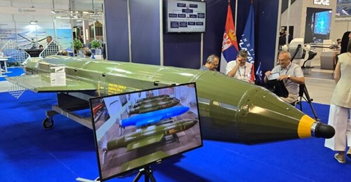 Vlatacom's vMOAB-4t, with a high-explosive fragmentation warhead, that can be supplied in 4, 7, and 10 tonne variants.