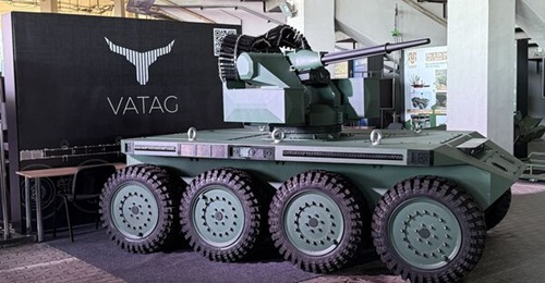 The Vatag combat UGV, unveiled at the Defense Tech Valley 2025 exhibition in Kyiv.