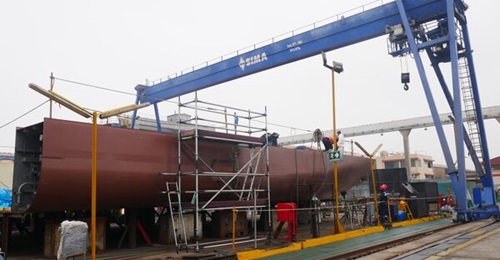 SIMA is shown here assembling modules for an offshore patrol vessel for the Peruvian Navy.