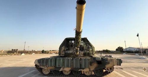 The Iraqi T-90S with its additional armour.