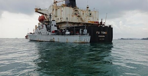 KRI 
        
         (foreground), seen here while conducting interdiction operations against a general cargo ship in August 2024.