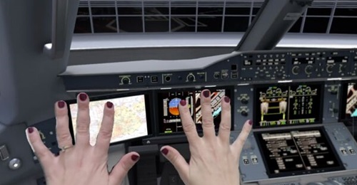 Screen-grab from video demonstrating real hands integrated into mixed reality in Varjo Base 4.12 for the XR-4 series.