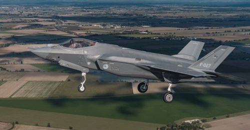 A RNLASF F-35A seen flying over Poland sporting a kill marking of a Russian UAV following an engagement in late September.