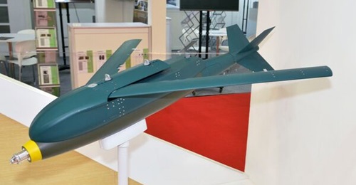 A mock-up of the Korean GPS-Guided Bomb kit, seen here at Indo Defence 2014 in Jakarta.