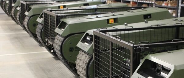 An image of Milrem Robotics' THeMIS UGVs.