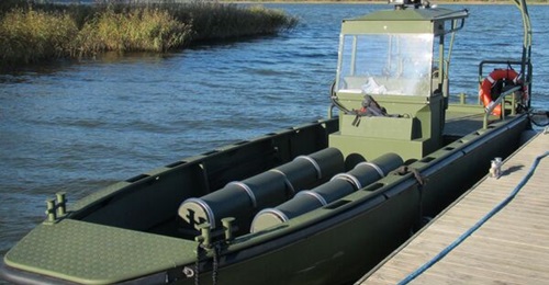 Marine Alutech's Watercat M9 fast landing craft, based on the Watercat M8 design used by Sweden, Finland, and Germany.