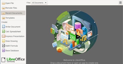 The welcome screen of open-source office software LibreOffice, which the Austrian Armed Forces announced in September 2025 it was introducing across its branches.