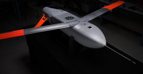 A top-right view of Northrop Grumman's Lumberjack modular, attritable UAV.