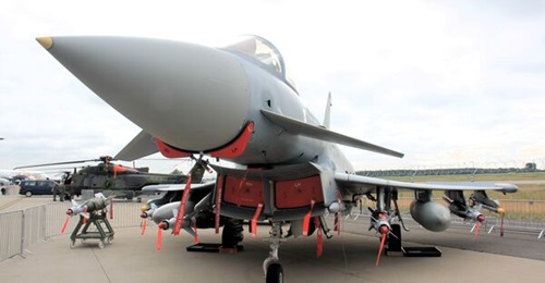A Luftwaffe Eurofighter on display at the ILA 2024 Airshow in Berlin. Germany has now ordered a further 20 aircraft of the latest Tranche 5 standard, as well as electronic warfare upgrades to these and other airframes.