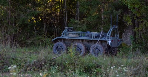 The Royal Regiment of Scotland showcasing its capabilities as an infantry battalion of the British Army while using a UGV as a resupply vehicle as part of wider Exercise 'Tarasiss'.