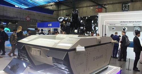 LIG Nex1 showcased its G-Sword UGV at ADEX 2025.