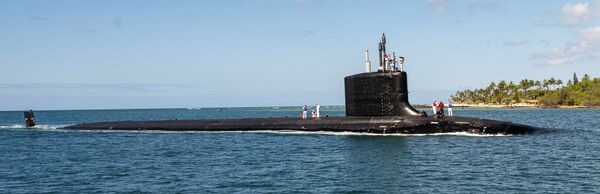 A file image of the Virginia-class submarine USS 
        
        . The boat is undergoing its submarine maintenance period at HMAS Stirling.