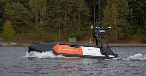 The FMV's 
        
        concept demonstrator uses an off-the-shelf Maritime Robotics Mariner USV.