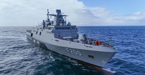 The 
        
        the lead ship in a class of four multi-purpose frigates being built for the Brazilian Navy, undergoes sea trials ahead of commissioning scheduled for early 2026.