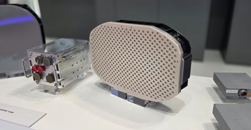 The antenna of a PhantomStrike 600 Series radar model on display at ADEX 2025, Seoul.