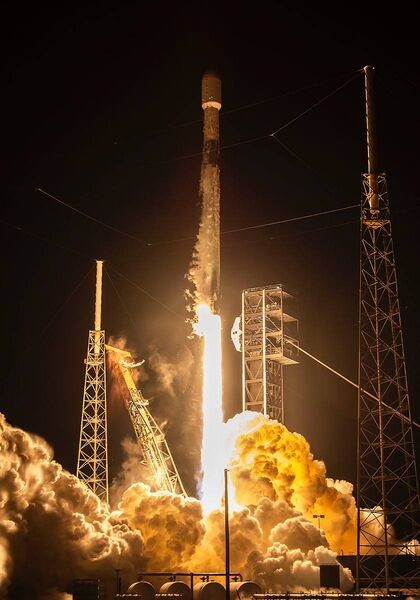 SpaceX's Falcon 9 rocket carrying 18 payloads including South Korea's fifth reconnaissance satellite launches from Cape Canaveral Space Force Station in Florida.