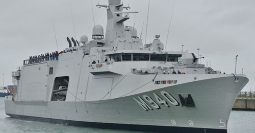 The Belgian Navy's first MCM mother ship, BNS 
        
        , pictured at its arrival at the naval base in Zeebrugge on 3 November 2025.