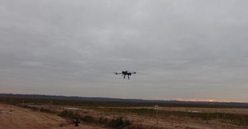 A Beak strike UAV flies past a Blaze interceptor UAV during the Origin-Defsecintel Baltic Drone Wall demonstration in the Selonia training area on 5 November.
