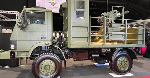 Thailand's M132 A1 self-propelled mortar is seen displayed at the Defense & Security 2025 show in Bangkok.