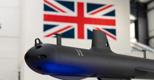 Helsing's SG-1 Fathom underwater glider displayed at the opening of its UK Resilience Factory in Plymouth on 19 November 2025.
