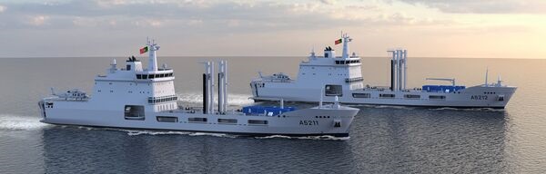 A concept graphic of the 137 m replenishment ships for the Portuguese Navy.