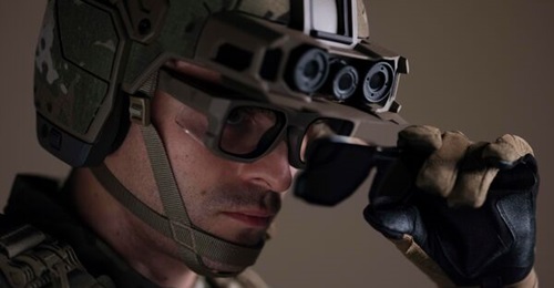 Anduril's EagleEye AI-based combat helmet with an augmented reality heads-up display.