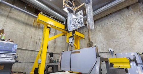 A Ukrainian unmanned aircraft system factory, posted by Netherlands' defence minister during a visit on 6 October 2024.