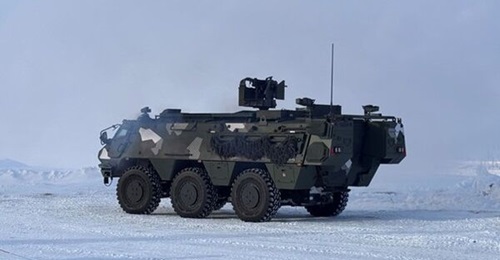 Patria 6×6 vehicle at an international Arctic event organised by Patria in Rovaniemi, Lapland, on 18-19 March.