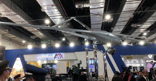 The Bozbey UAV displayed as the Hamza 1 at the AOI stand at EDEX 2025.