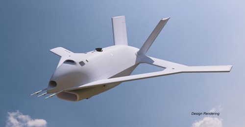 A rendering of Aurora's X-65 aircraft for DARPA's Control of Revolutionary Aircraft with Novel Effectors (CRANE) project.