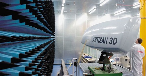 Artisan 3D antenna in the test chamber at BAE Systems' Cowes site.