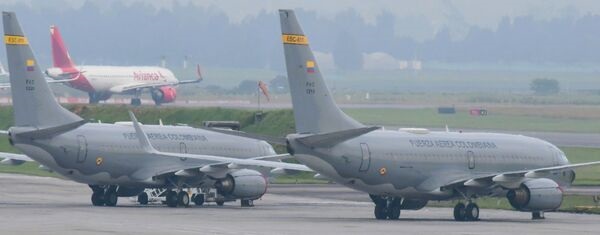 Colombian Air Force's FAC 1219 and FAC 1220, recently integrated with new EW/ISR systems, are shown at Air Transport Command (CATAM) in Bogotá.