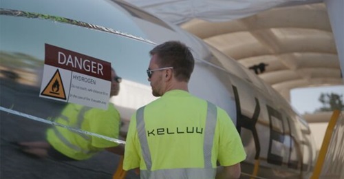Kelluu produces hydrogen-powered airships, providing aerial sensing capability as a service. Above, testing during NATO 'REPMUS 2025'.